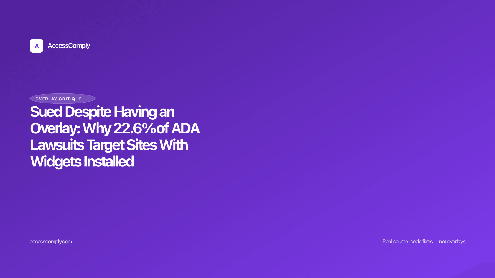 Sued Despite Having an Overlay: Why 22.6% of ADA Lawsuits Target Sites With Widgets Installed — featured image